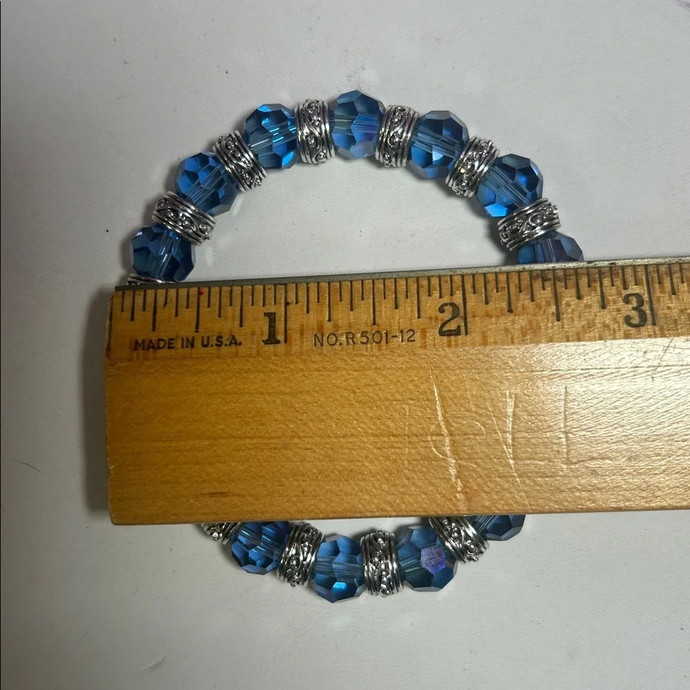 Stylish Silver & Blue AB Crystal Bracelet
